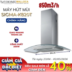 Máy hút mùi MALLOCA SIGMA-K820T kính cong RANGE HOOD - Hàng chính hãng