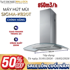 Máy hút mùi MALLOCA SIGMA-K820T kính cong RANGE HOOD - Hàng chính hãng MALLOCA