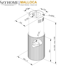 Máy hút mùi Malloca Monogold K-382G treo độc lập - Hàng chính hãng Malloca