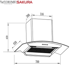 Máy hút mùi Sakura SR-7720G - Chính hãng