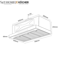 Máy hút mùi Kocher TURBO SMART 3D X3D-350D AUTO CLEAN - BH 3 năm