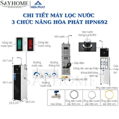 MÁY LỌC NƯỚC RO NÓNG NGUỘI LẠNH HOÀ PHÁT HPN692 SAYHOME