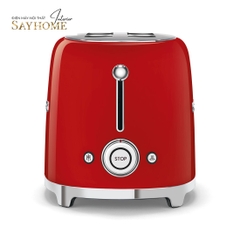 Máy nướng bánh mì SMEG TSF01RDEU 2 lát màu đỏ — núm chọn độ vàng và cần gạt
