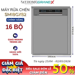 Máy rửa bát GrandX SMI8GX82 16 bộ đồ ăn Châu Âu - Bảo hành chính hãng