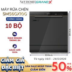 Máy rửa bát GrandX SMS6GX10G 10 bộ đồ ăn Châu Âu - Bảo hành chính hãng