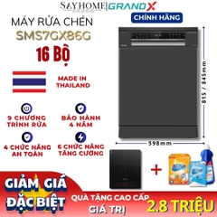 Máy rửa bát GrandX SMS7GX86G 16 bộ đồ ăn Châu Âu tại Thành phố Hồ Chí Minh