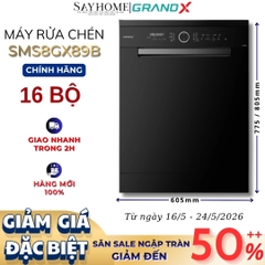 Máy rửa bát GrandX SMS8GX89B 16 bộ đồ ăn Châu Âu - Bảo hành chính hãng