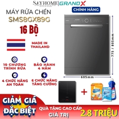 Máy rửa bát GrandX SMS8GX89G 16 bộ đồ ăn Châu Âu tại Thành phố Hồ Chí Minh