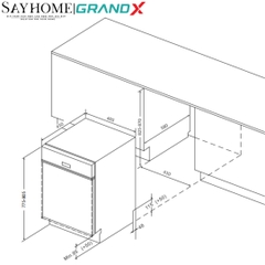 Máy rửa bát GrandX SMS8GX89G 16 bộ đồ ăn Châu Âu - Bảo hành chính hãng