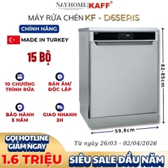 Máy rửa chén bát KAFF KF-D65ERIS bán âm, độc lập 15 bộ đồ ăn Châu Âu - Bảo hành chính hãng 5 năm