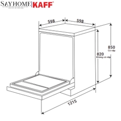 Máy rửa chén KAFF KF-SPA230 bán âm 15 bộ đồ ăn Châu Âu - Hàng chính hãng