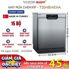Máy rửa chén bát KAFF KF-T35HEMERA bán âm, độc lập 15 bộ đồ ăn Châu Âu - Bảo hành chính hãng 5 năm