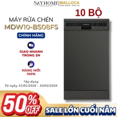 Máy rửa chén MALLOCA MDW10-BS08FS độc lập 10 bộ chén dĩa - Hàng chính hãng