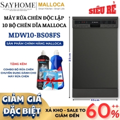 Máy rửa chén MALLOCA MDW10-BS08FS độc lập 10 bộ chén dĩa - Hàng chính hãng