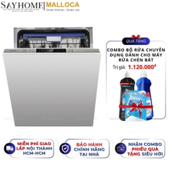 Máy rửa chén MALLOCA MDW14-7713AD âm tủ hoàn toàn 15 bộ chén dĩa - Hàng chính hãng