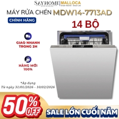 Máy rửa chén MALLOCA MDW14-7713AD âm tủ hoàn toàn 15 bộ chén dĩa - Hàng chính hãng