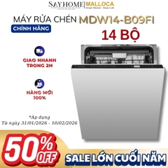 Máy rửa chén MALLOCA MDW14-B09FI  âm tủ 14 bộ chén dĩa - Hàng chính hãng