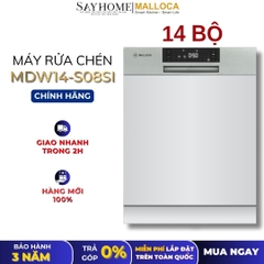 Máy rửa chén MALLOCA MDW14-S08SI âm tủ 14 bộ chén dĩa - Hàng chính hãng