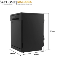 Máy rửa chén MALLOCA MDW15-5035TD đứng độc lập hoăc lắp âm tủ 15 bộ chén dĩa - Hàng chính hãng