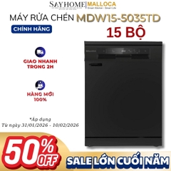 Máy rửa chén MALLOCA MDW15-5035TD đứng độc lập hoăc lắp âm tủ 15 bộ chén dĩa - Hàng chính hãng
