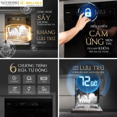 Máy rửa chén MALLOCA MDW15-5035TD đứng độc lập hoăc lắp âm tủ 15 bộ chén dĩa tại Thành phố Hồ Chí Minh