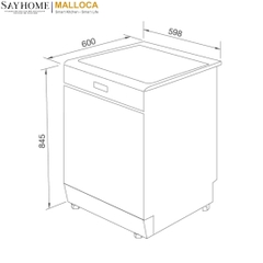 Máy rửa chén MALLOCA WQP12-5201AD đứng độc lập 12 bộ chén dĩa - Hàng chính hãng