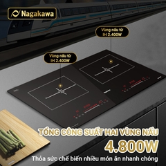 Bếp đôi điện từ Nagakawa NAG1215M Inverter - Mặt kính Schott Ceran cao cấp - Bảo hành 5 năm