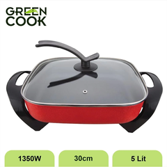 Nồi lẩu, nướng điện Green Cook GCEH30  nguyên khối chống dính 5L 30cm chuẩn Hàn Quốc - Hàng chính hãng