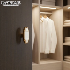 Núm tủ tân cổ điển vintage màu vàng gold gốm sứ SH1063