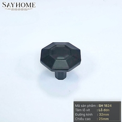 Núm tủ hiện đại màu đen mờ và vàng SH1824