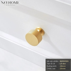 Núm tủ đồng thau nguyên khối hiện đại màu vàng mờ SH3V08N tại Thành phố Hồ Chí Minh