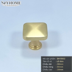 Núm tủ hiện đại màu vàng mờ, vàng gold, đen mờ, bạc và bạc bóng SH5502