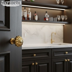 Núm tủ tân cổ điển vintage màu vàng gold SH8014