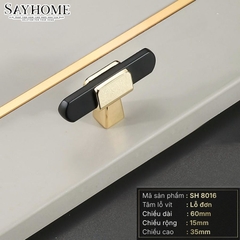 Núm tủ hiện đại màu đen và vàng gold SH8016