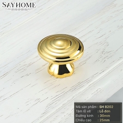 Núm tủ tân cổ điển vintage màu vàng gold, đồng SH8202