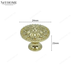 Núm tủ tân cổ điển vintage màu vàng gold SH8297