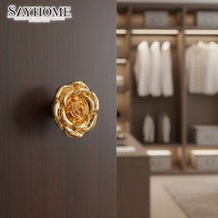 Núm tủ tân cổ điển vintage màu vàng gold, inox SH8841