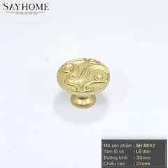 Núm tủ tân cổ điển vintage màu vàng gold, đồng SH8842