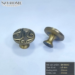 Núm tủ tân cổ điển vintage màu vàng gold, đồng SH8842