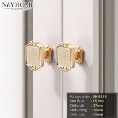 Núm tủ tân cổ điển vintage màu vàng gold, đồng SH8888