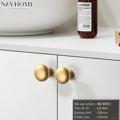 Núm tủ hiện đại màu đồng, vàng đồng, bạc, inox bóng và vàng mờ SH8905
