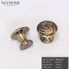 Núm tủ tân cổ điển vintage màu vàng, đồng SH8939