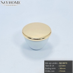 Núm tủ hiện đại màu xanh đen và vàng bóng, trắng và vàng bóng, trắng kết hợp crom bóng SH8976