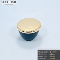 Núm tủ hiện đại màu xanh đen và vàng bóng, trắng và vàng bóng, trắng kết hợp crom bóng SH8976