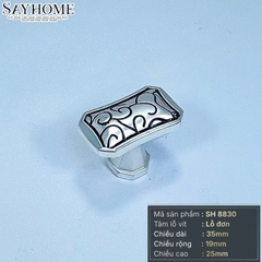 Núm tủ tân cổ điển vintage màu vàng bóng, đen mờ và bạc SH8830