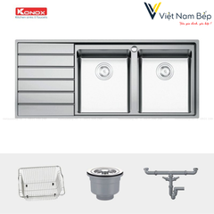 Chậu rửa bát European sink Premium KS11650 2B – Bàn trái - Chính hãng KONOX