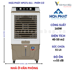 Quạt điều hòa hơi nước Hòa Phát 55L Phím cơ - Chính hãng