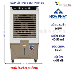 Quạt điều hòa hơi nước Hòa Phát 55L Phím cơ - Chính hãng