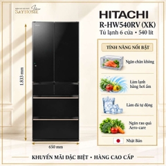 Tủ lạnh Multi Door 6 cánh đen pha lê Hitachi R-HW540RV (XK) 540 Lít - Hàng chính hãng