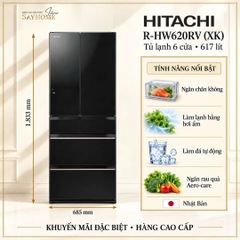 Tủ lạnh Multi Door 6 cánh đen Hitachi R-HW620RV (XK) 617 Lít - Hàng chính hãng